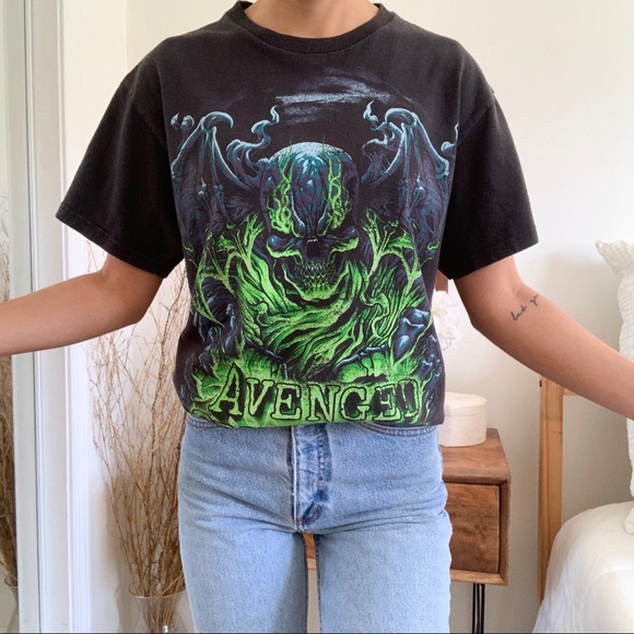 Bravado Tops - Avenged Sevenfold Black and Green T-Shirt